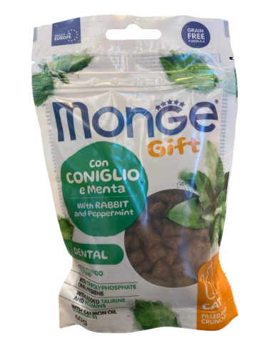 Monge Gift Snack Conejo y menta. Higiene dental. Gato