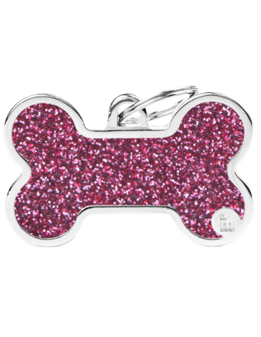 Placa identificativa Hueso rosa purpurina M