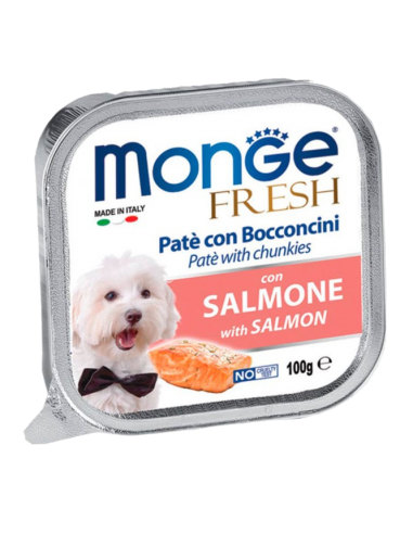 MONGE HÚMEDO FRESH PATÉ TROZOS salmón – 100GR