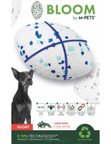 Pelota Bloom Rugby ECO azul. M-pets