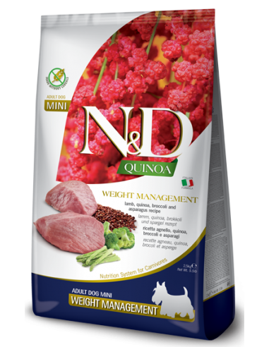 FARMINA. N&D Quinoa Weight Management Cordero (perder peso). Adulto. Perro mini 2.5kg