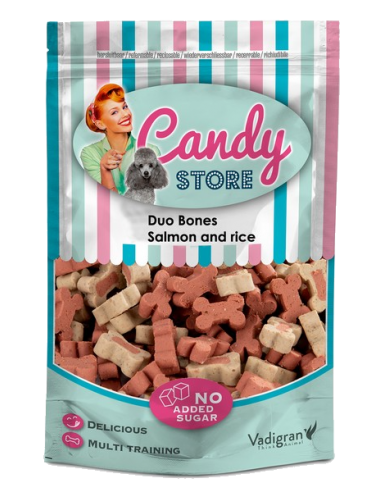 Snack. Candy mini bones Salmón 180g . Vadigran