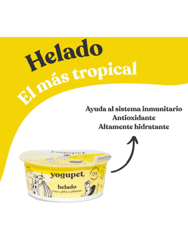 YOGUPET Helado de coco, plátano y piña . Perro y gato