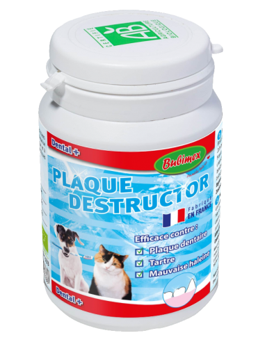 Plaque Destructor. Polvos Higiene dental perro y gato. Bubimex