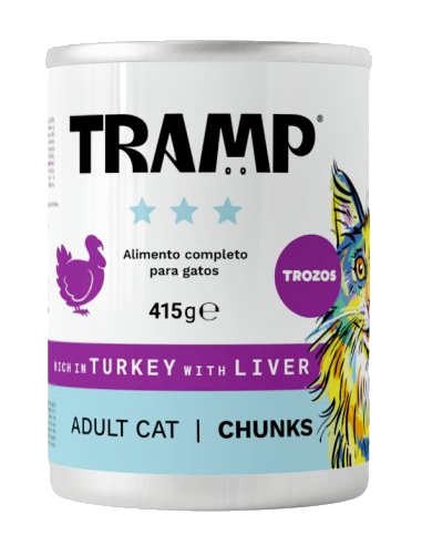 Tramp. Lata pavo en trozos. 415gr.Gato