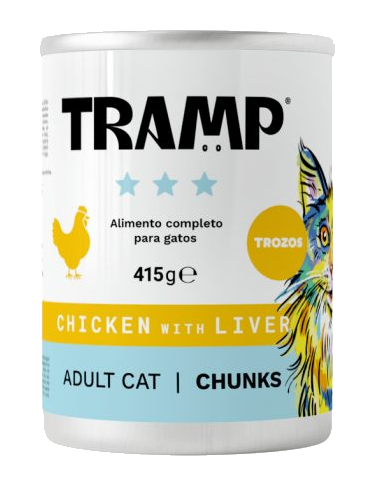 Tramp. Lata pollo en trozos. 415gr.Gato