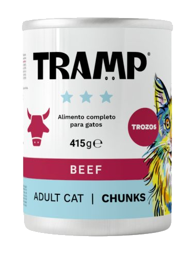 Tramp. Lata buey en trozos. 415gr.Gato