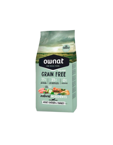 Ownat Grain Free PRIME adulto pollo y pavo 12kg. Perro